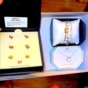 BP 3-Piece Smokey Topaz on Rhodium Set — simply studs, OG necklace, Luxe Layers